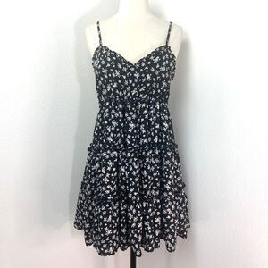 Bailey Blue Mini Dress Large Babydoll Layered Ruffle Flounce Boho Gypsy Milkmaid